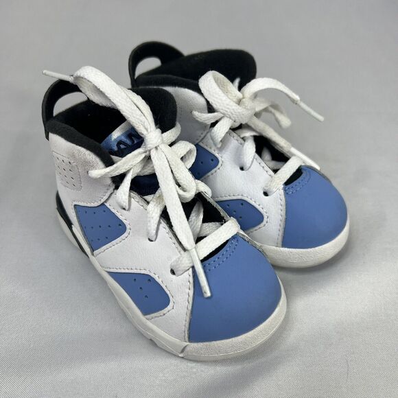 Nike Air Jordan 6 Retro UNC Toddler Shoes Size 5C White Blue DV3606-410 - Picture 4 of 10